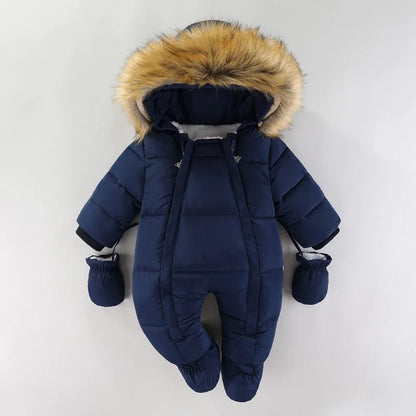 Winter Neugeborenen Baby Mädchen Kleidung Verdicken Baby Strampler Mit Handschuhe Warme Baby Overall Mit Kapuze Plus Samt kinder Kleidung 0-18M