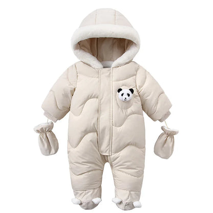 Winter Baby Strampler Einfarbig Cartoon Overall Integrierte Fleece Thermische Overalls Neugeborenen Babys Verdickt Outdoor Schnee Anzug