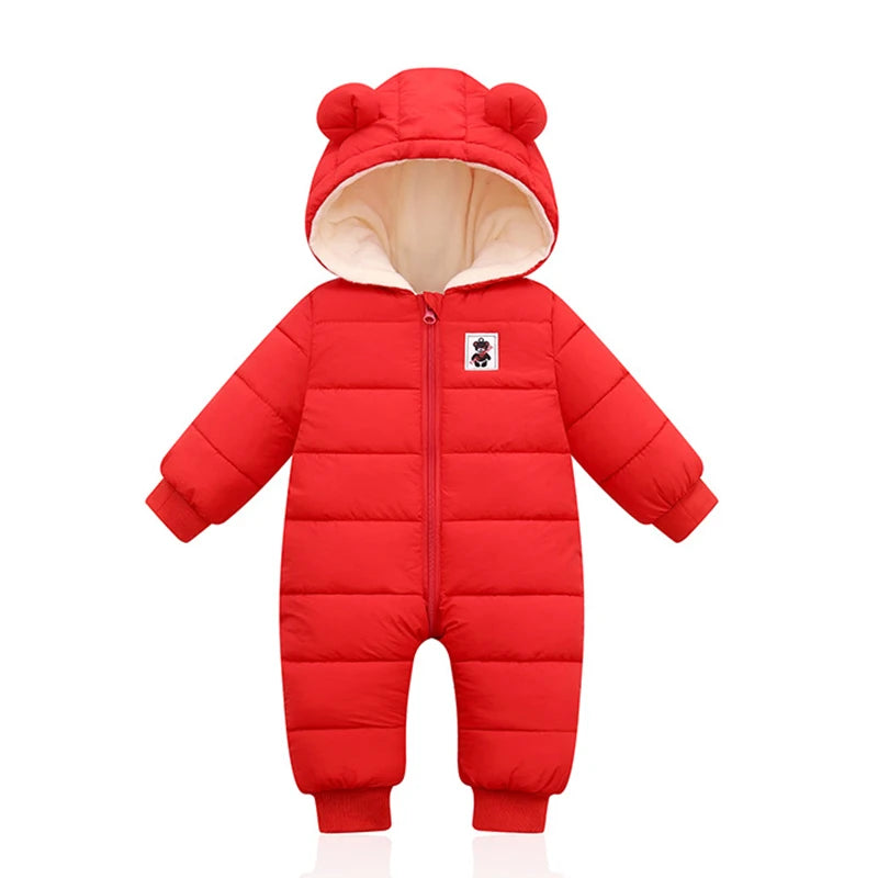Winter Baby Neugeborenen Plus Samt Overalls Kleidung Säuglings Jungen Mädchen Warme Starke Overall Mit Kapuze Outfits Unten Baumwolle kinder Strampler