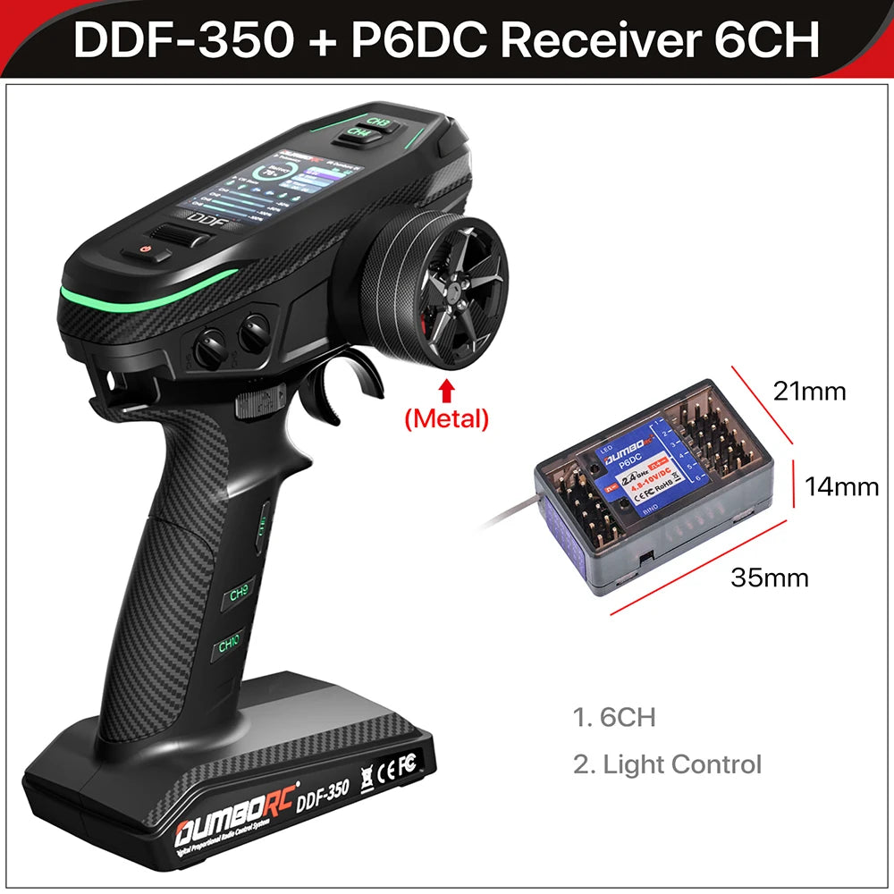 DUMBORC 2,4G 10CH Digital Radio Fernbedienung DDF-350 Sender mit Empfänger für RC Auto Boot Tank LCD FHSS System