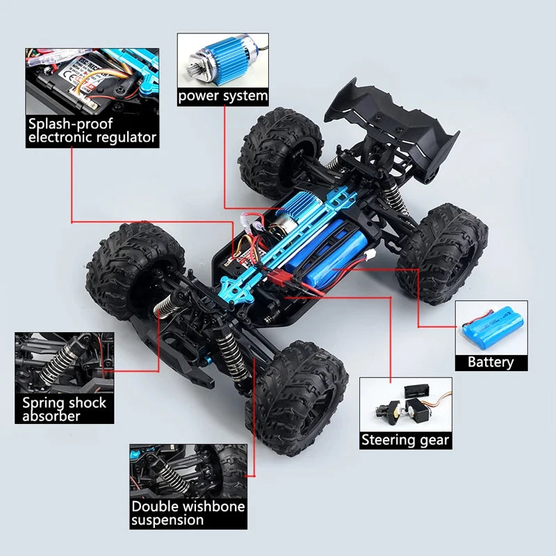 ZWN KF18 1:14 Bürstenloses RC-Auto mit LED-Licht, professionelles 4WD 2,4G Fernbedienung, Offroad-Monstertruck, Spielzeug für Kinder, Geschenk
