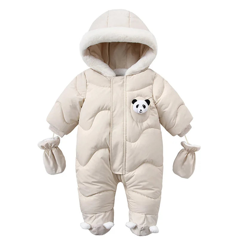 Winter Baby Strampler Einfarbig Cartoon Overall Integrierte Fleece Thermische Overalls Neugeborenen Babys Verdickt Outdoor Schnee Anzug