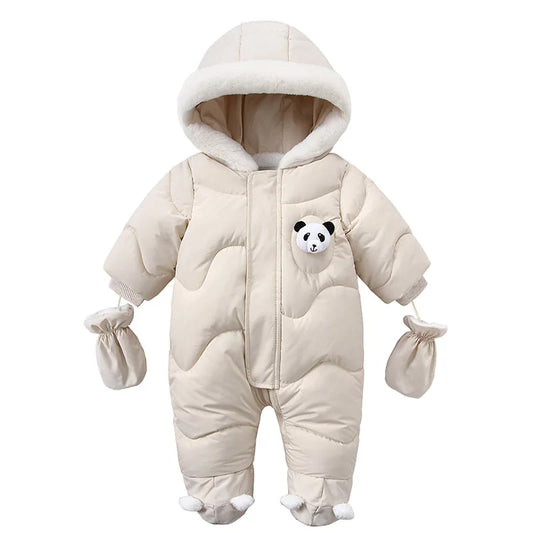 Winter Baby Strampler Einfarbig Cartoon Overall Integrierte Fleece Thermische Overalls Neugeborenen Babys Verdickt Outdoor Schnee Anzug