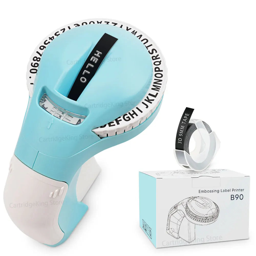 9 mm Dymo 3D-Etikettenband mit selbstklebendem B90-Etikettendrucker, ähnlich wie Dymo 12965 Embossing Label Maker, Schreibmaschine, Dymo Labeller