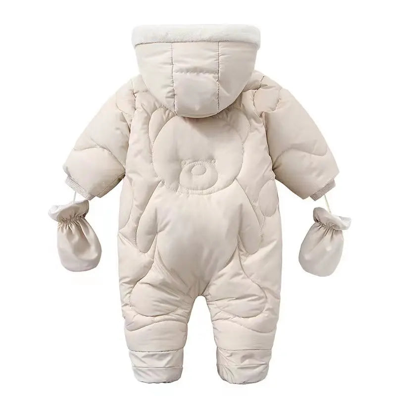 Winter Baby Strampler Einfarbig Cartoon Overall Integrierte Fleece Thermische Overalls Neugeborenen Babys Verdickt Outdoor Schnee Anzug