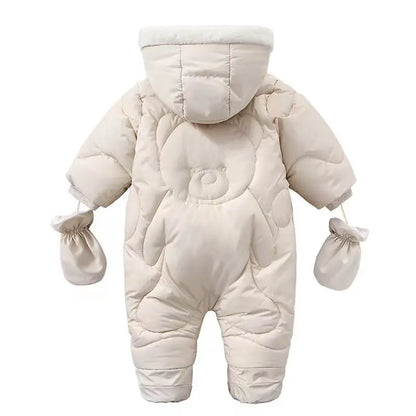 Winter Baby Strampler Einfarbig Cartoon Overall Integrierte Fleece Thermische Overalls Neugeborenen Babys Verdickt Outdoor Schnee Anzug