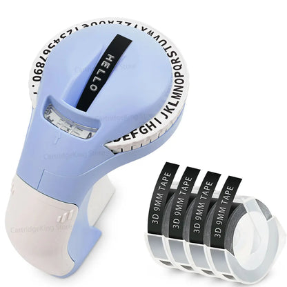 9 mm Dymo 3D-Etikettenband mit selbstklebendem B90-Etikettendrucker, ähnlich wie Dymo 12965 Embossing Label Maker, Schreibmaschine, Dymo Labeller