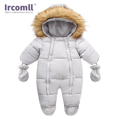 Ircomll Hohe Qualität Baby Kleidung Overalls für Kinder Winter Mit Kapuze mit Fell Warme Säuglingsspielanzug Overall Kinder Kleidung Toddle