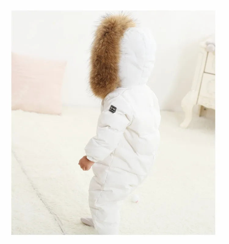 Raise-30 Grad russische Winter kinder Overalls echtes Fuchs fell plus Samt Neugeborenen Overalls Kleinkind kleiner Junge warme Stram pler Schnee anzüge
