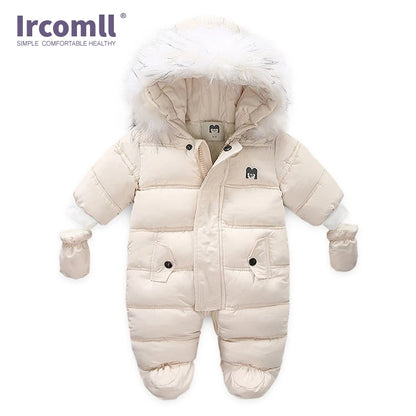 Ircomll Hohe Qualität Baby Kleidung Overalls für Kinder Winter Mit Kapuze mit Fell Warme Säuglingsspielanzug Overall Kinder Kleidung Toddle