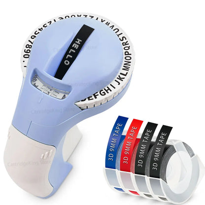 9 mm Dymo 3D-Etikettenband mit selbstklebendem B90-Etikettendrucker, ähnlich wie Dymo 12965 Embossing Label Maker, Schreibmaschine, Dymo Labeller