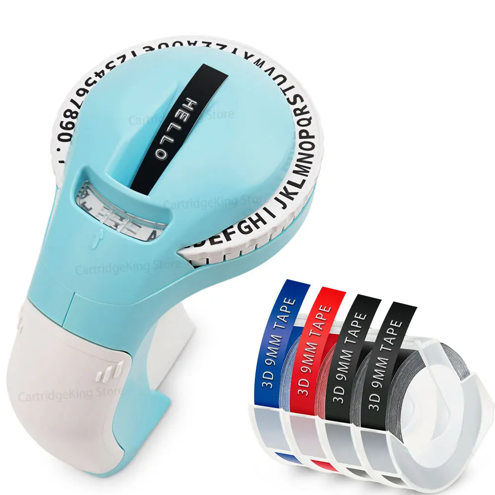 9 mm Dymo 3D-Etikettenband mit selbstklebendem B90-Etikettendrucker, ähnlich wie Dymo 12965 Embossing Label Maker, Schreibmaschine, Dymo Labeller