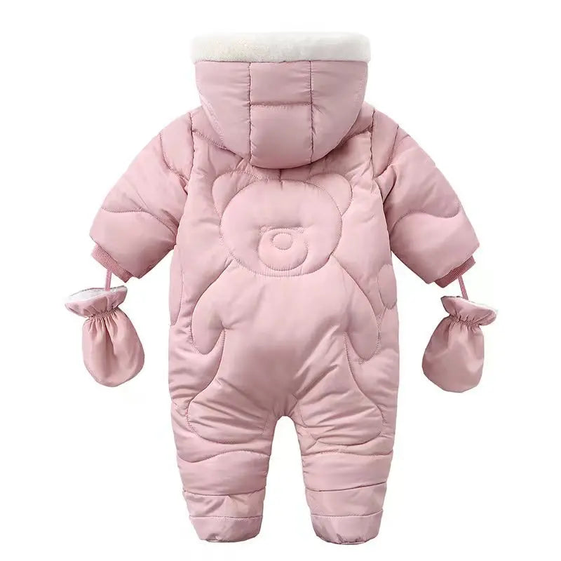 Winter Baby Strampler Einfarbig Cartoon Overall Integrierte Fleece Thermische Overalls Neugeborenen Babys Verdickt Outdoor Schnee Anzug