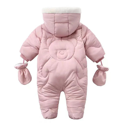 Winter Baby Strampler Einfarbig Cartoon Overall Integrierte Fleece Thermische Overalls Neugeborenen Babys Verdickt Outdoor Schnee Anzug