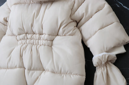 2024 neue Winter Baby Strampler Dicke Warme Infant Mit Kapuze Innen Fleece Overall Neugeborenen Jungen Mädchen Overalls Kleinkind Kleidung Set