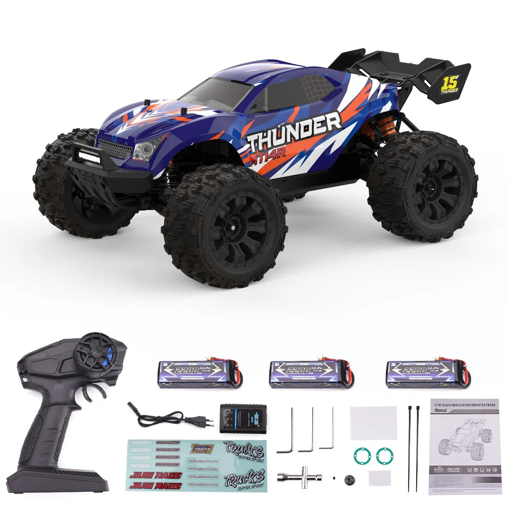 JIUSI PT14R MT14R 1/14 RC Rennwagen 3S Batterie 4WD 80 km/h Bürstenloser Motor 2,4G Fernbedienung 35C Hochgeschwindigkeits-Offroad-RC-Truck