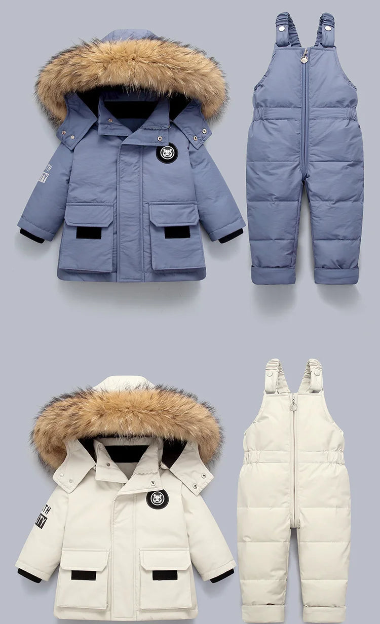Kinder Kleidung Set Baby Winter Warme Daunen Jacken parka Jungen Dicken Overall Infant mantel kleinkind Mädchen Kleidung Kinder Schneeanzug