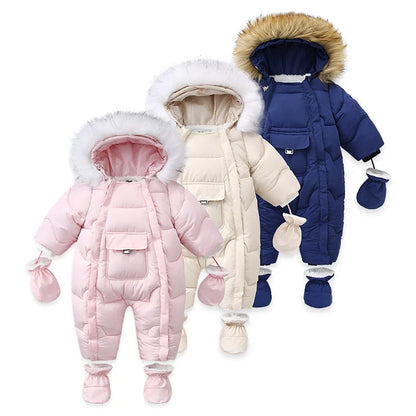 Ircomll Hohe Qualität Baby Kleidung Overalls für Kinder Winter Mit Kapuze mit Fell Warme Säuglingsspielanzug Overall Kinder Kleidung Toddle