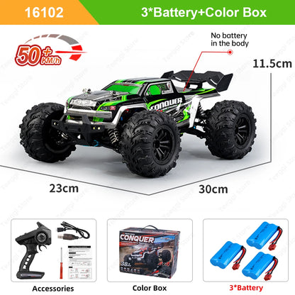 Teeggi 16101/16102 PRO 1:16 Hochgeschwindigkeits-RC-Auto mit LED-Licht Drift 70 km/h 4WD RC Off-Road-Auto Monster Truck Spielzeug für Kinder Geschenke