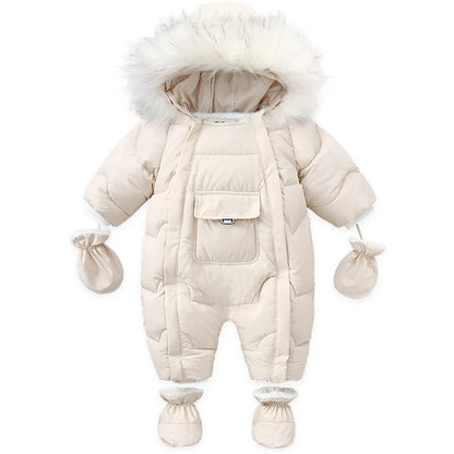 Ircomll Hohe Qualität Baby Kleidung Overalls für Kinder Winter Mit Kapuze mit Fell Warme Säuglingsspielanzug Overall Kinder Kleidung Toddle