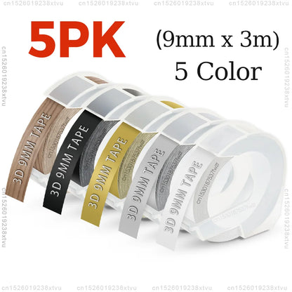 9 mm Dymo 3D-Etikettenband mit selbstklebendem B90-Etikettendrucker, ähnlich wie Dymo 12965 Embossing Label Maker, Schreibmaschine, Dymo Labeller