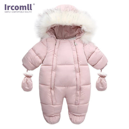 Ircomll Hohe Qualität Baby Kleidung Overalls für Kinder Winter Mit Kapuze mit Fell Warme Säuglingsspielanzug Overall Kinder Kleidung Toddle