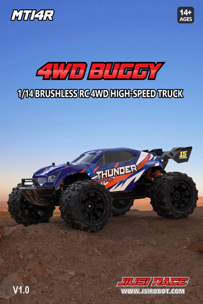 JIUSI PT14R MT14R 1/14 RC Rennwagen 3S Batterie 4WD 80 km/h Bürstenloser Motor 2,4G Fernbedienung 35C Hochgeschwindigkeits-Offroad-RC-Truck