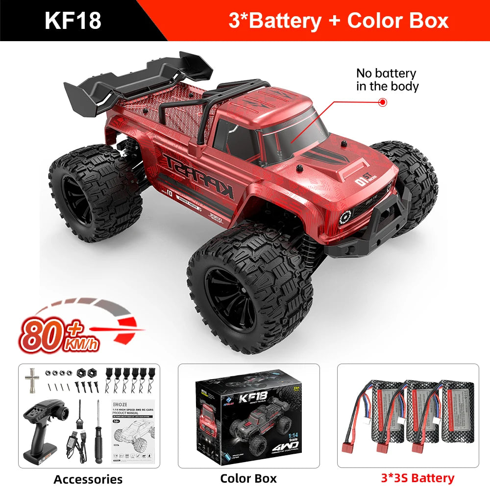 Teeggi 4WD 2,4G RC Drift Auto 80 KM/H 1:14 High Speed Off-Road Racing Auto Bürstenlosen 3S Fernbedienung Auto Lkw Spielzeug Für Geschenk
