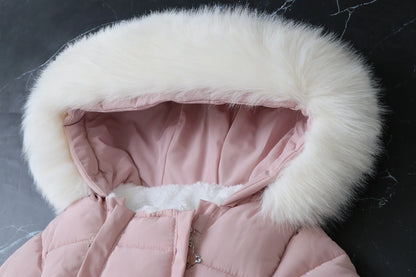 2024 neue Winter Baby Strampler Dicke Warme Infant Mit Kapuze Innen Fleece Overall Neugeborenen Jungen Mädchen Overalls Kleinkind Kleidung Set