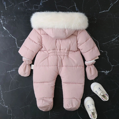 2024 neue Winter Baby Strampler Dicke Warme Infant Mit Kapuze Innen Fleece Overall Neugeborenen Jungen Mädchen Overalls Kleinkind Kleidung Set
