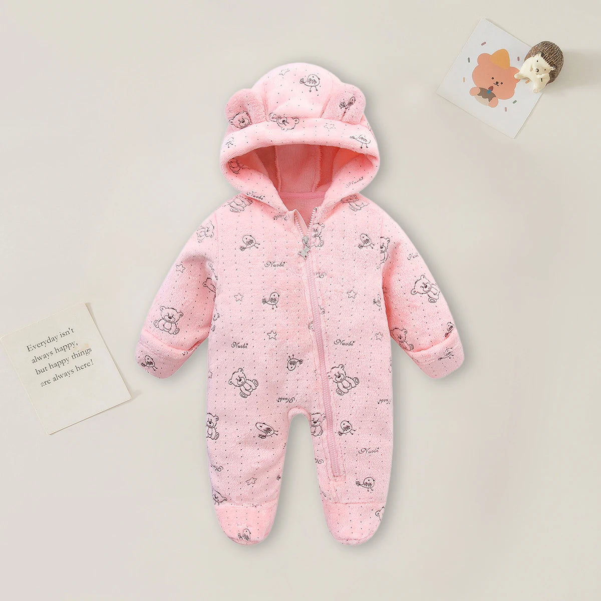 AYNIGIELL 0-12M Cartoon Neugeborenen Body Warme RompersSoft Neugeborenen Baby Kleidung Flanell Herbst Winter Baby Jungen Mädchen Overall