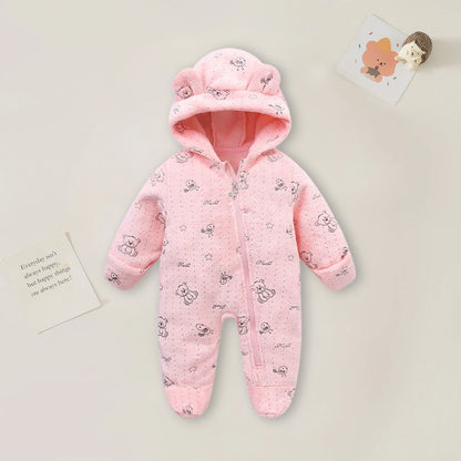 AYNIGIELL 0-12M Cartoon Neugeborenen Body Warme RompersSoft Neugeborenen Baby Kleidung Flanell Herbst Winter Baby Jungen Mädchen Overall