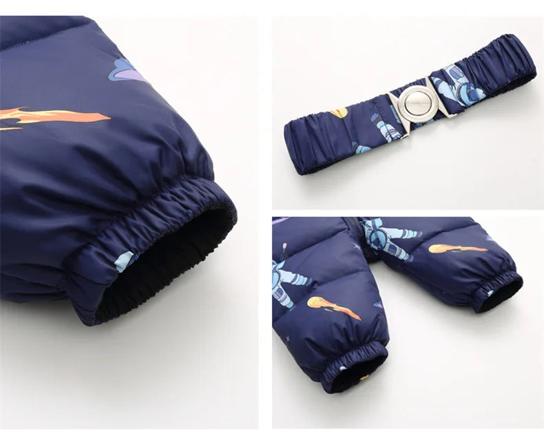 Kinder Winter Overalls wasserdichte Kapuze Mädchen Daunen jacke Baby Boy warmen Overall Kleinkind Mädchen Kunst pelz Ski anzug Kinder Schnee anzug