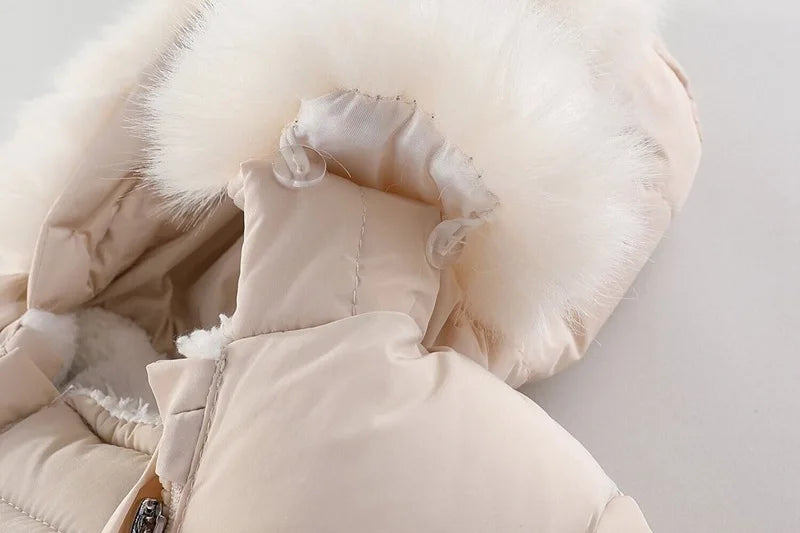 Winter Neugeborenen Baby Mädchen Kleidung Verdicken Baby Strampler Mit Handschuhe Warme Baby Overall Mit Kapuze Plus Samt kinder Kleidung 0-18M