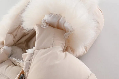 Winter Neugeborenen Baby Mädchen Kleidung Verdicken Baby Strampler Mit Handschuhe Warme Baby Overall Mit Kapuze Plus Samt kinder Kleidung 0-18M