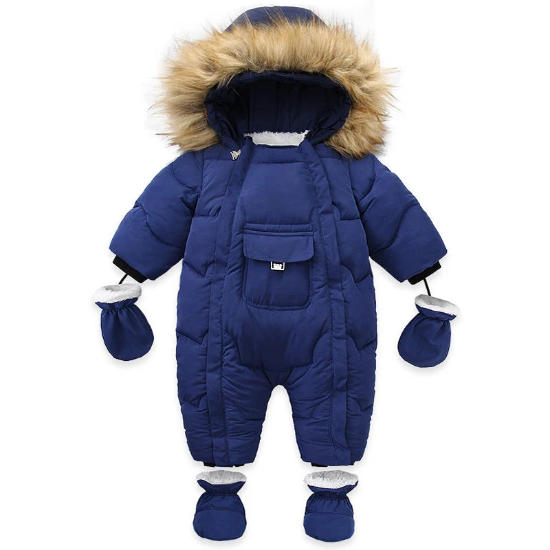 Ircomll Hohe Qualität Baby Kleidung Overalls für Kinder Winter Mit Kapuze mit Fell Warme Säuglingsspielanzug Overall Kinder Kleidung Toddle