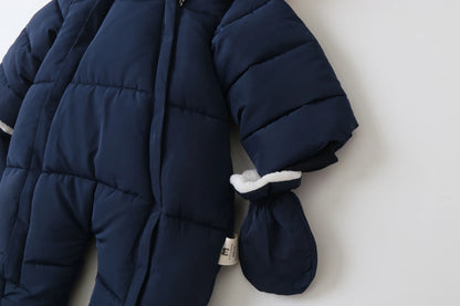 2024 neue Winter Baby Strampler Dicke Warme Infant Mit Kapuze Innen Fleece Overall Neugeborenen Jungen Mädchen Overalls Kleinkind Kleidung Set
