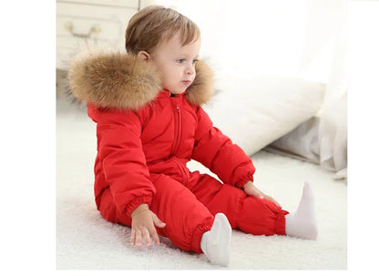 Raise-30 Grad russische Winter kinder Overalls echtes Fuchs fell plus Samt Neugeborenen Overalls Kleinkind kleiner Junge warme Stram pler Schnee anzüge
