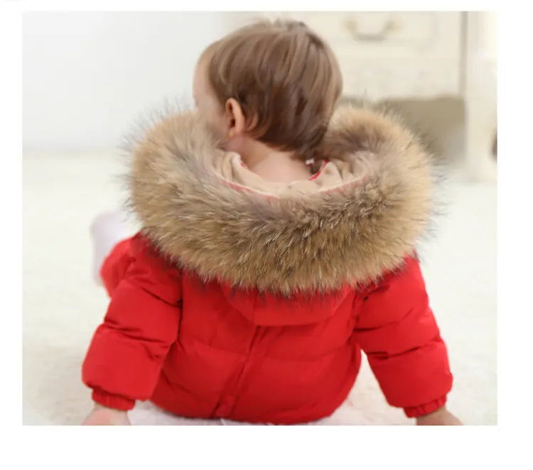 Raise-30 Grad russische Winter kinder Overalls echtes Fuchs fell plus Samt Neugeborenen Overalls Kleinkind kleiner Junge warme Stram pler Schnee anzüge