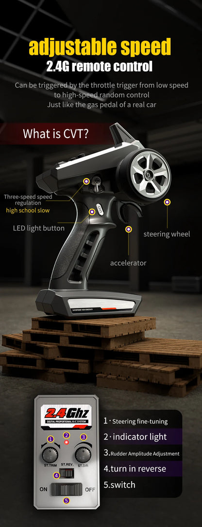 Teeggi 16101/16102 PRO 1:16 Hochgeschwindigkeits-RC-Auto mit LED-Licht Drift 70 km/h 4WD RC Off-Road-Auto Monster Truck Spielzeug für Kinder Geschenke