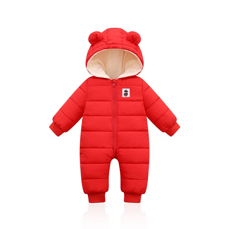 Winter Baby Neugeborenen Plus Samt Overalls Kleidung Säuglings Jungen Mädchen Warme Starke Overall Mit Kapuze Outfits Unten Baumwolle kinder Strampler
