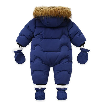 2024 neue Winter Baby Strampler Dicke Warme Infant Mit Kapuze Innen Fleece Overall Neugeborenen Jungen Mädchen Overalls Kleinkind Kleidung Set