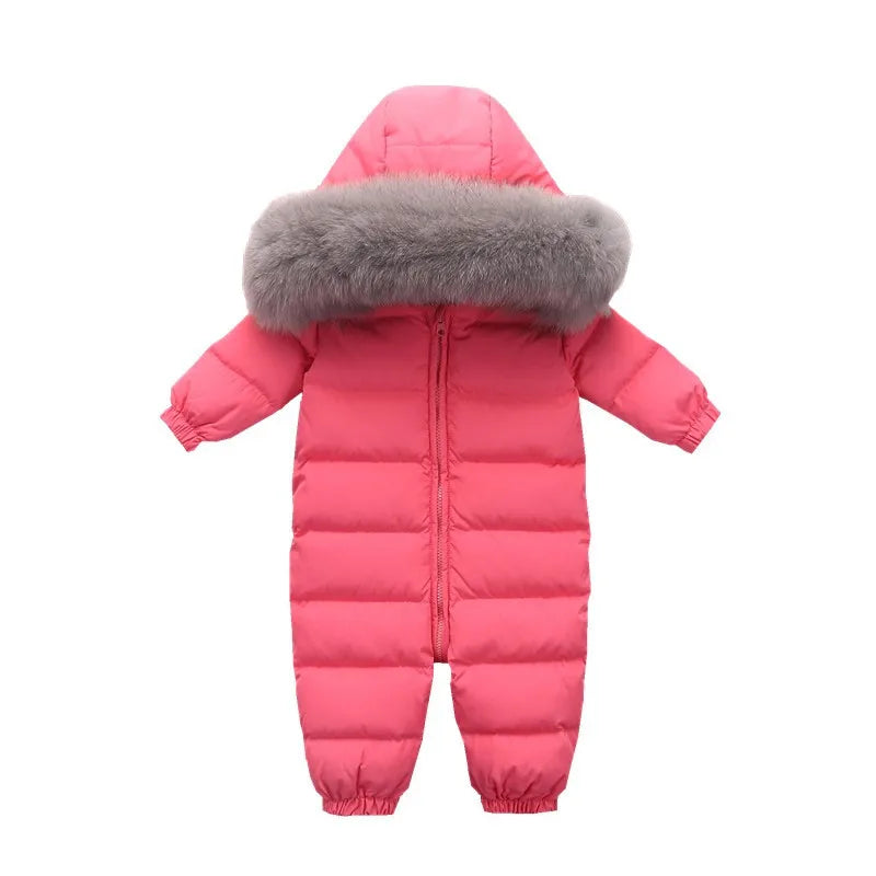 Raise-30 Grad russische Winter kinder Overalls echtes Fuchs fell plus Samt Neugeborenen Overalls Kleinkind kleiner Junge warme Stram pler Schnee anzüge
