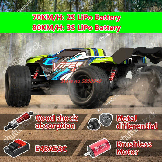Professioneller 1:16 80 km/h bürstenloser RC-Rennwagen mit 3S-Batterie 2,4 G 1:16 4WD RC-Auto Off-Road ClimbingTruck Hochgeschwindigkeitsmodell