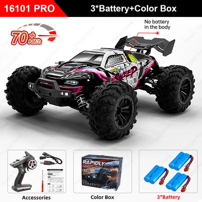 Teeggi 16101/16102 PRO 1:16 Hochgeschwindigkeits-RC-Auto mit LED-Licht Drift 70 km/h 4WD RC Off-Road-Auto Monster Truck Spielzeug für Kinder Geschenke