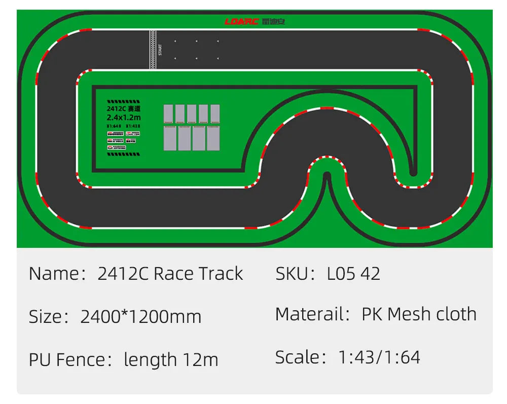 LDARC Tragbare Gummimatte für Rennstrecke, 160 x 90 mm, 120 x 60 mm, 240 x 120 mm, 240 x 240 mm, RC 1/76 1/64 1/58 Mini-Auto-Track-Rennzubehör