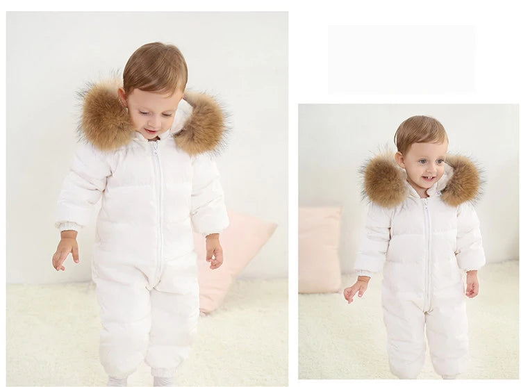 Raise-30 Grad russische Winter kinder Overalls echtes Fuchs fell plus Samt Neugeborenen Overalls Kleinkind kleiner Junge warme Stram pler Schnee anzüge