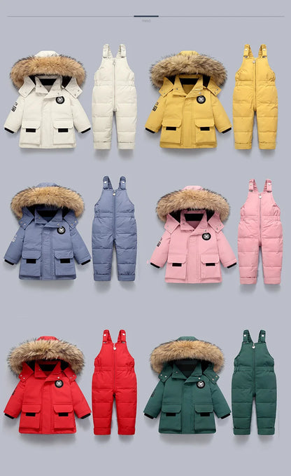 Kinder Kleidung Set Baby Winter Warme Daunen Jacken parka Jungen Dicken Overall Infant mantel kleinkind Mädchen Kleidung Kinder Schneeanzug