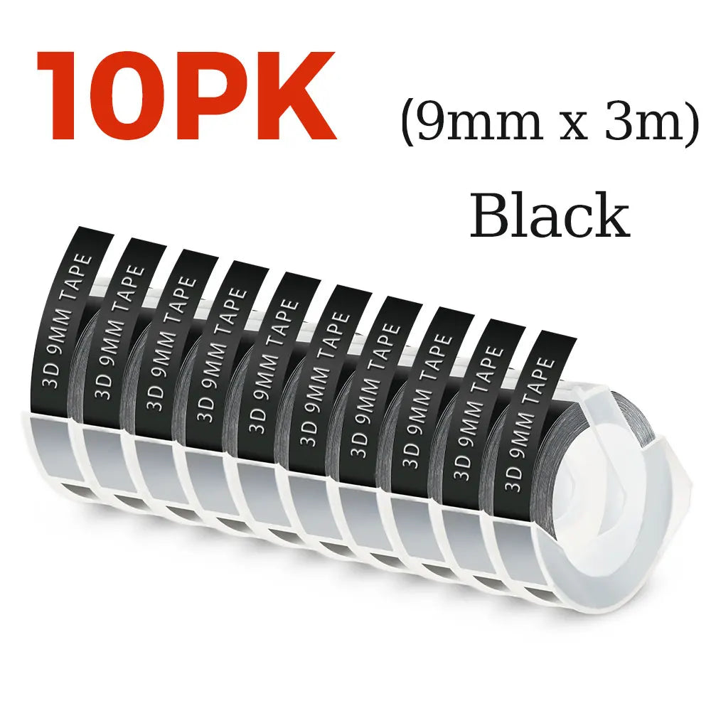 9 mm Dymo 3D-Etikettenband mit selbstklebendem B90-Etikettendrucker, ähnlich wie Dymo 12965 Embossing Label Maker, Schreibmaschine, Dymo Labeller