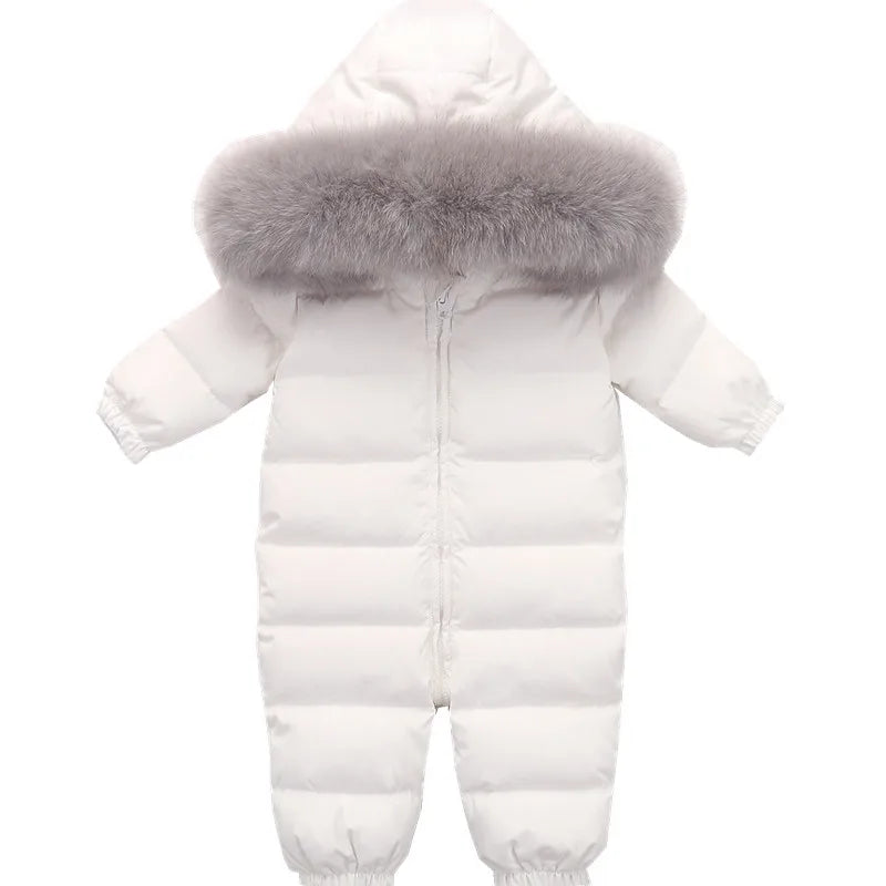 Raise-30 Grad russische Winter kinder Overalls echtes Fuchs fell plus Samt Neugeborenen Overalls Kleinkind kleiner Junge warme Stram pler Schnee anzüge